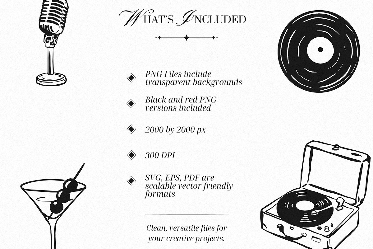 Retro Lounge Line Art Bundle, a Decorative Illustration by Fins and Fiction (Photo 3 of 6)