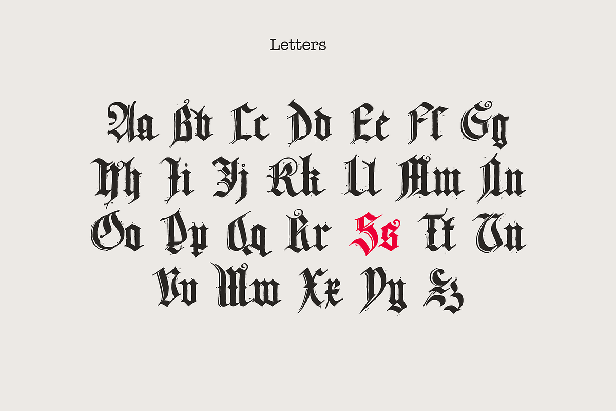 Landsknecht's Sword Blackletter font, a Blackletter Font by kaer_shop (Photo 2 of 11)