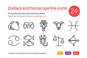 Zodiacs and Horoscope Line Icons, an Icon by Vectopus.com