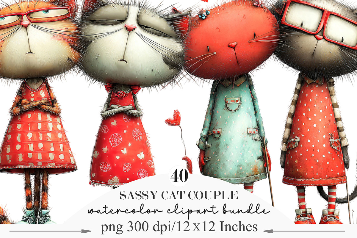 Sassy Cat Couple Png Clipart, an Illustration by Designking (Photo 1 of 5)