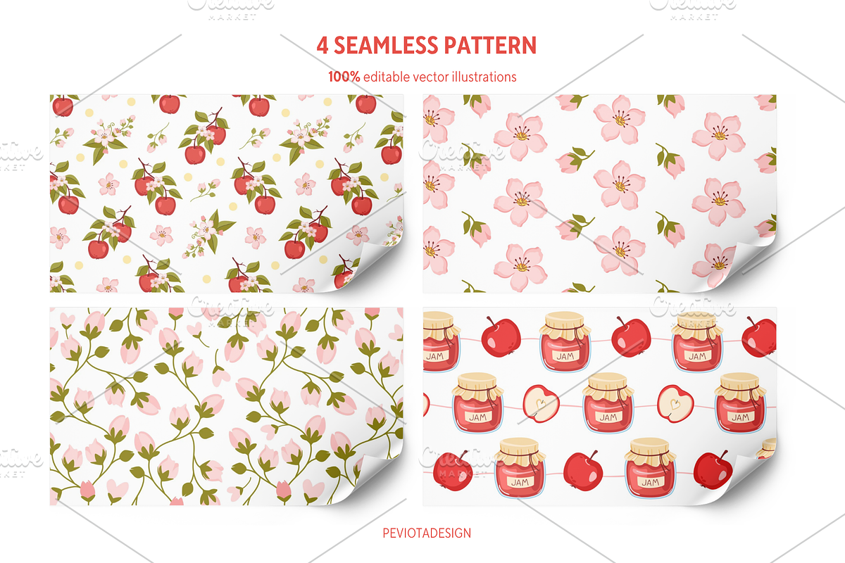 Sweet apples vector collection, a Food Illustration by Peviotadesign (Photo 9 of 11)