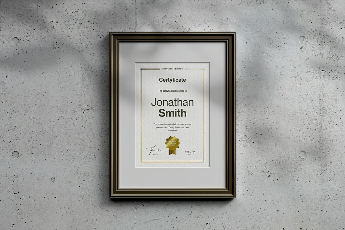 A4 Passe-partout Certificate Mock-up, an Advertising Mockup by zippypixelstudio (Photo 12 of 13)