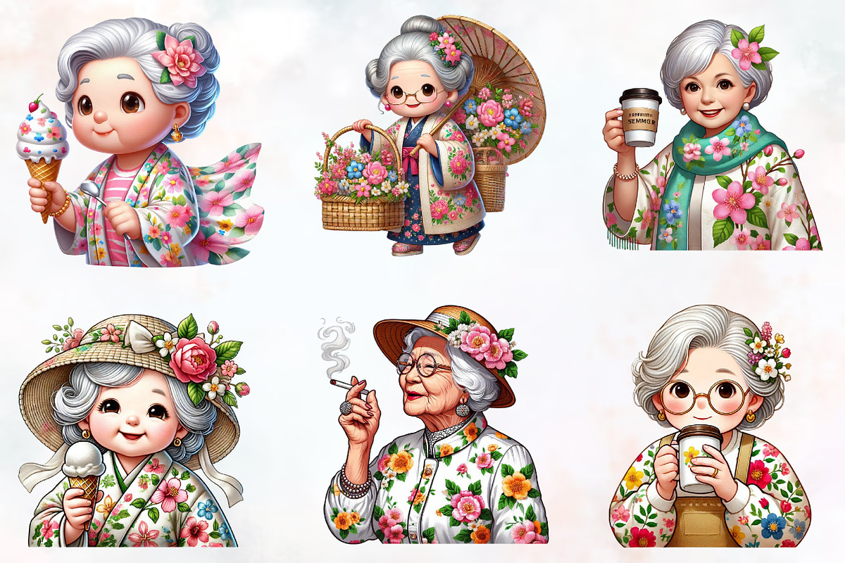 Spring Funny Grandma Clipart, an Illustration by RobertsArt (Photo 3 of 7)