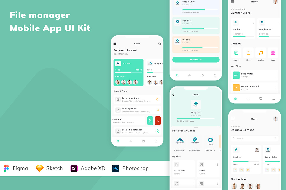 File manager Mobile App UI Kit, an UI Kit Template by Betush