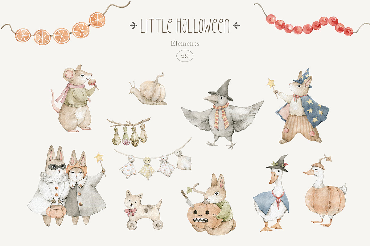 Little Halloween. Watercolor animals, a Seasonal Illustration by Kreker Kate (Photo 11 of 13)