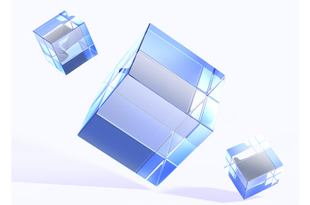 Glass cubes or blocks with blue, an Object 3D Model by Marozhkastudio