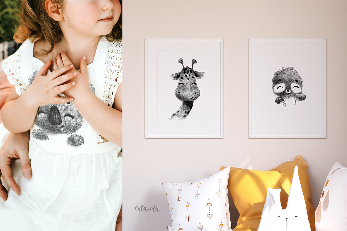 Cute animal faces. Posters, an Animal Illustration by tata_ota (Photo 6 of 8)