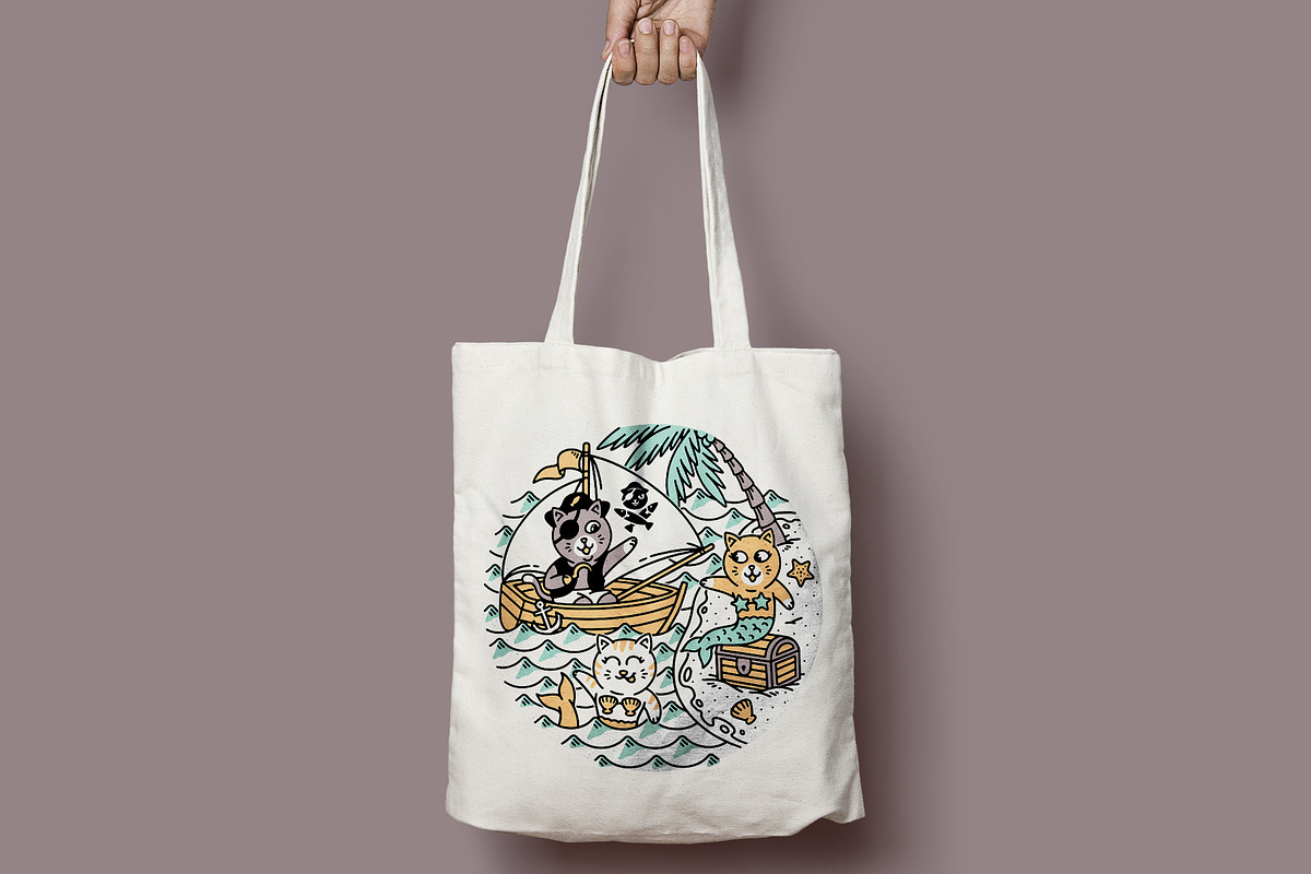 pirate cat and mermaid cat, an Animal Illustration by gunaonedesign (Photo 3 of 4)