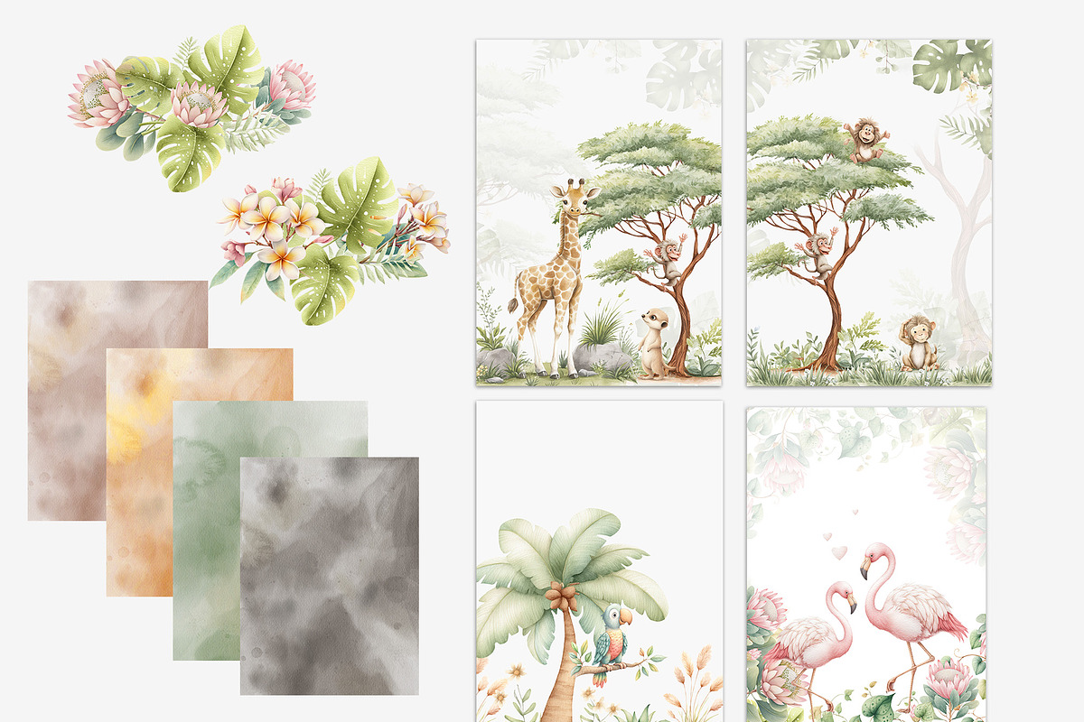 Safari Nursery Watercolor Clipart, an Animal Illustration by Pattern + watercolor (Photo 9 of 11)