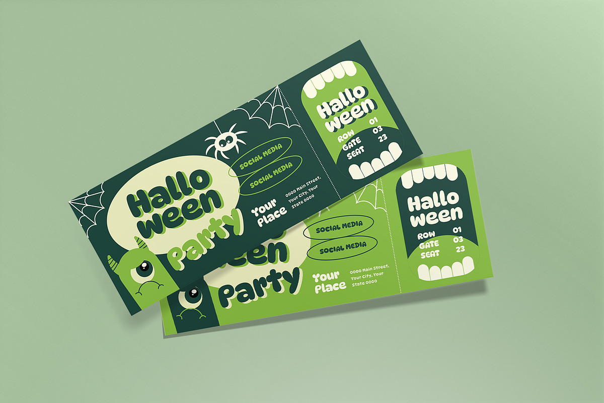 Halloween Monster Ticket, a Card Template by graphicook (Photo 2 of 3)
