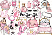 Glamour Girl Glam Clipart Pink png, a Decorative Illustration by Paper Artsthetics (Thumbnail 1 of 6)