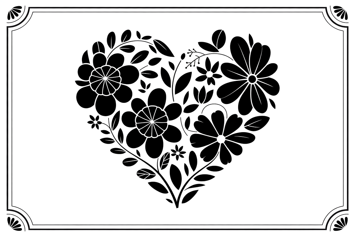 Elegant Black Floral Heart, an Illustration by Amazin_art (Photo 7 of 16)