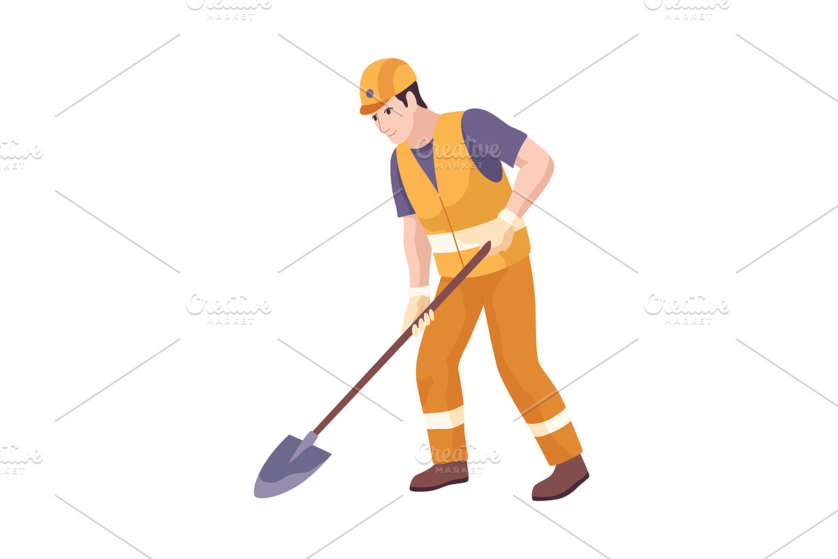 Construction Worker Digging, an Illustration by Things for designers