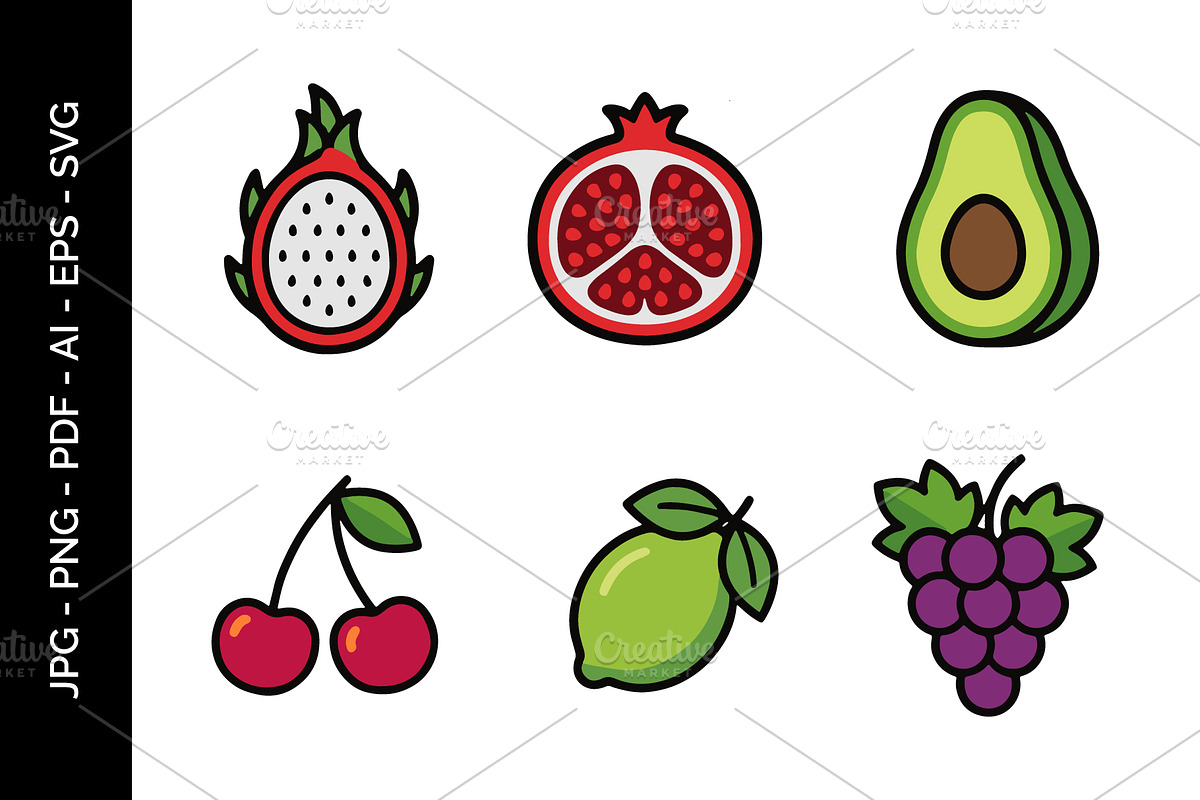 Illustration of Colorful Fruits, a Food Illustration by nandinigraphics (Photo 2 of 3)