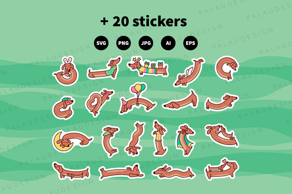 Cute Kawaii Dachshund Dog Character, an Animal Illustration by Palau (Photo 12 of 12)