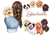 Clipart with dogs, labradoodles., an Animal Illustration by SavinV (Thumbnail 1 of 6)
