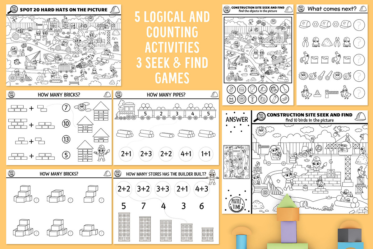 Construction site coloring games, an Education Illustration by Lexi Claus (Photo 5 of 15)