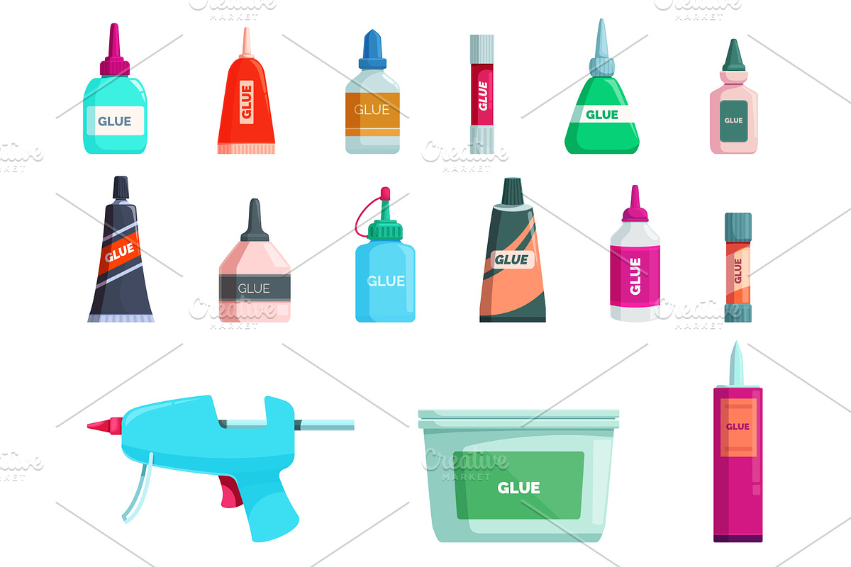Plastic glue bottles. Containers, an Object Illustration by Valerie Bodnar