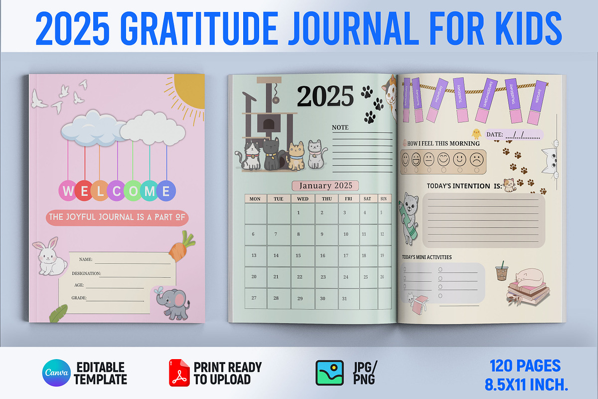 2025 Gratitude Journal for Kids, a Design Template by Book2bees (Photo 1 of 4)