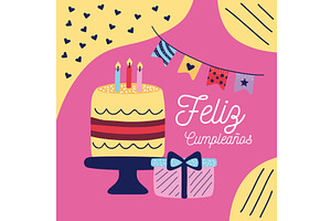 happy birthday postcard, an Illustration by studiogstock