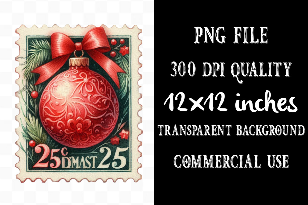 Christmas Postage Stamp Png, an Illustration by Designking (Photo 4 of 4)