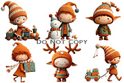 Whimsical Christmas Elf Clipart, an Illustration by Craft Nest (Thumbnail 2 of 8)