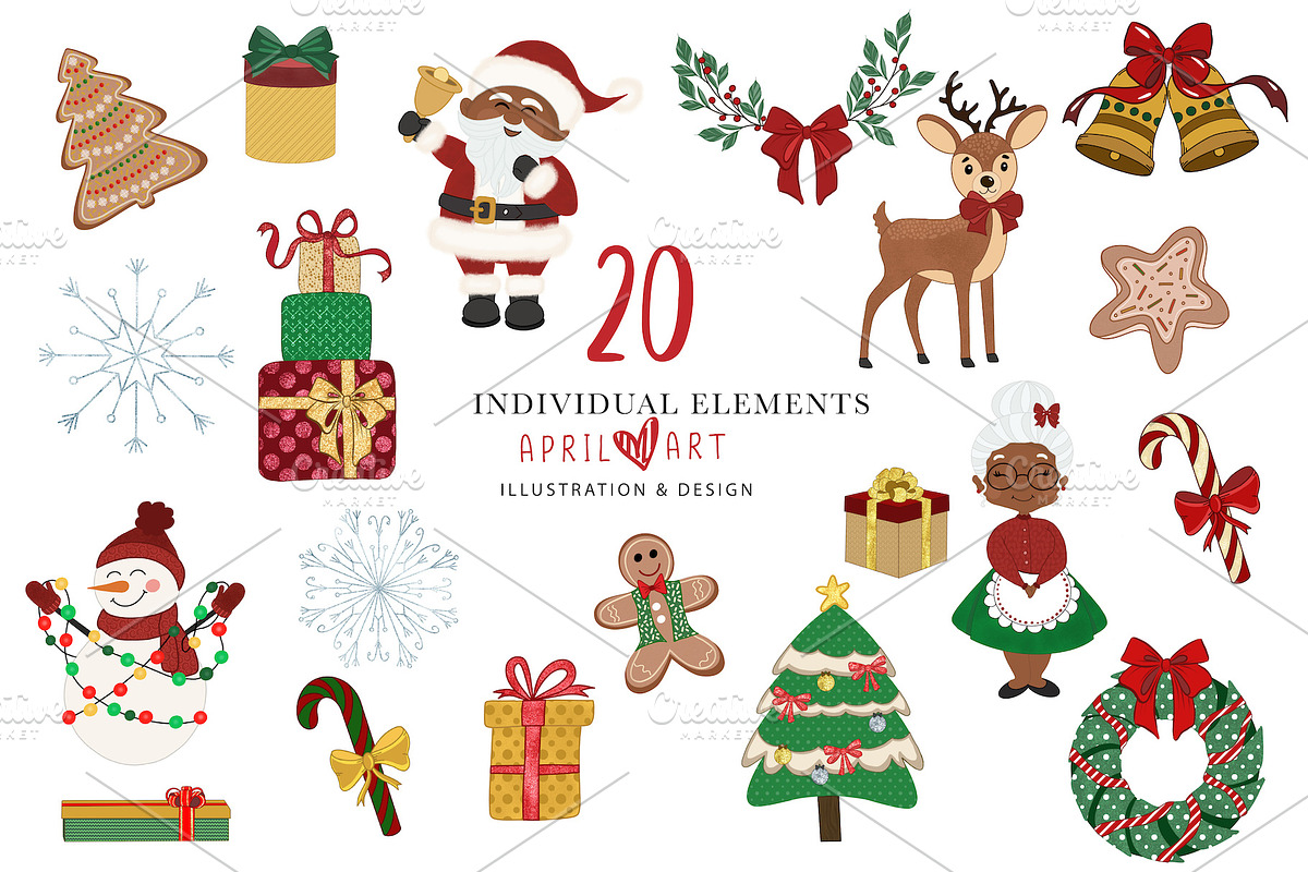 Merry Little Christmas Clipart, a Decorative Illustration by Oh Darling Graphics (Photo 2 of 2)