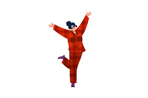 Happy woman wearing pajamas is, a Person Illustration by pikepicture