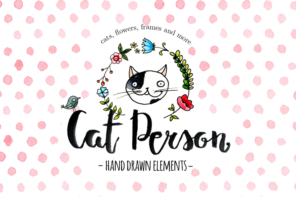 'Cat Person' hand drawn set, a Graphic by Cheeba Ribba Designs (Photo 1 of 2)