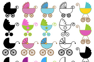 Baby Carriage Vectors And Clipart