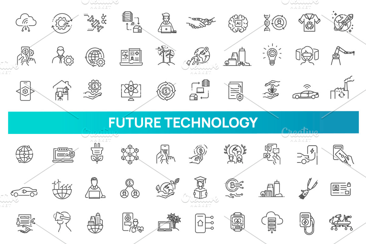 Innovation and Technology Icons, an Outline Icon by Tettygreen (Photo 1 of 2)
