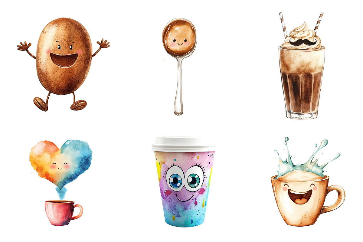 Cartoonish Coffee Collection Clipart, an Illustration by CreationArt (Photo 2 of 5)