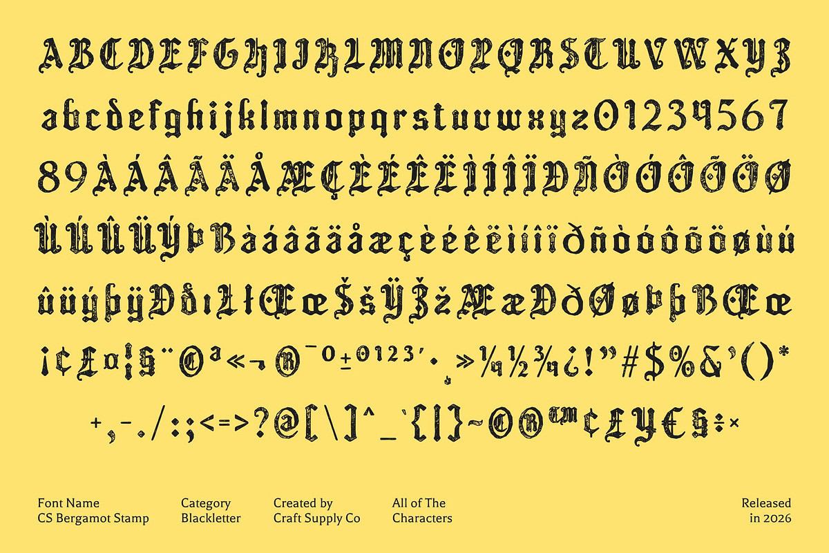 CS Bergamot Stamp, a Blackletter Font by Craft Supply Co. (Photo 8 of 8)