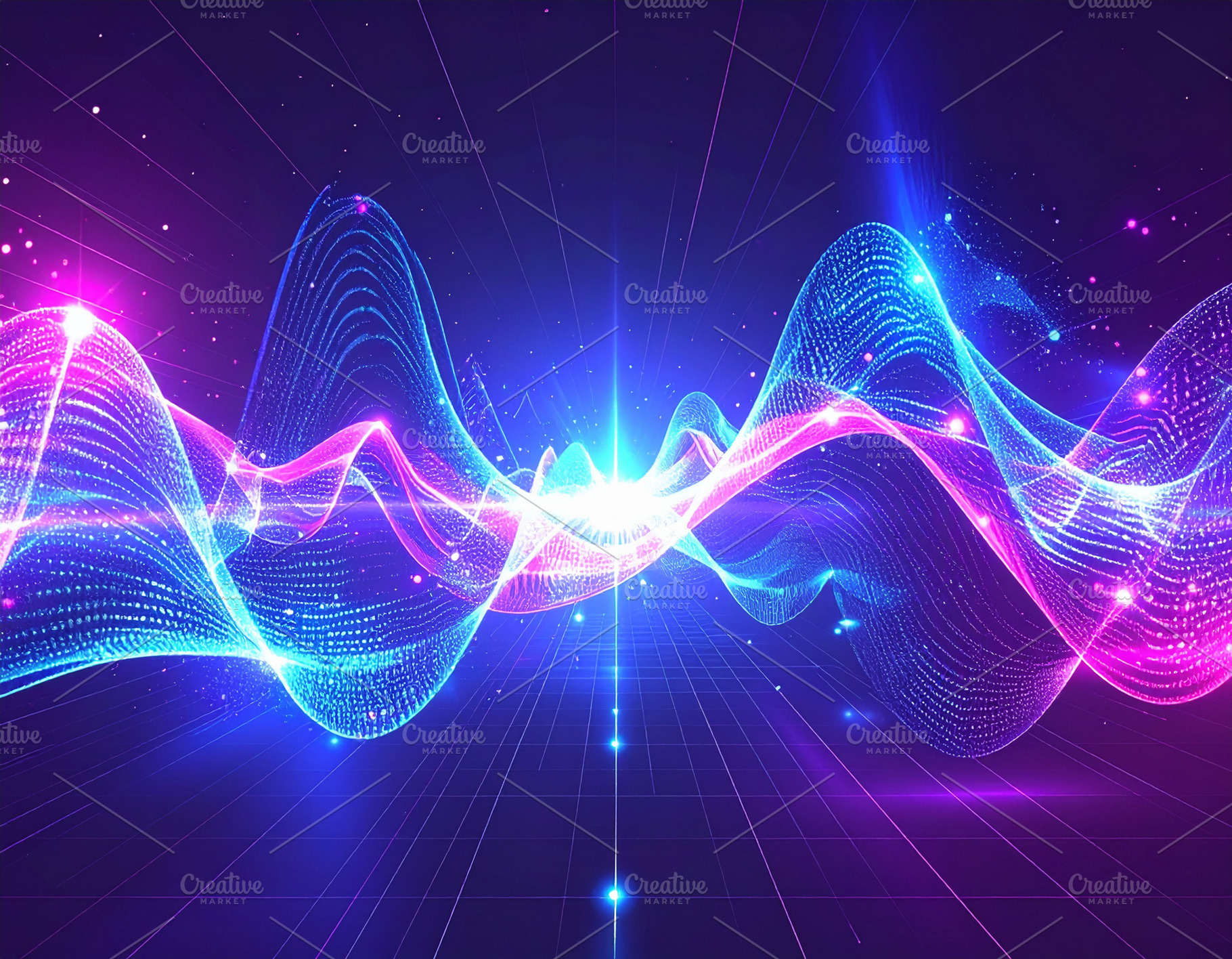 Light waves and geometric shapes in motion background, a Background Photo by DanFLCreativo