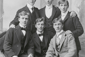 Group of young men dressed in formal Edwardian suits, vests, and, a Person Photo by Studio ANNA