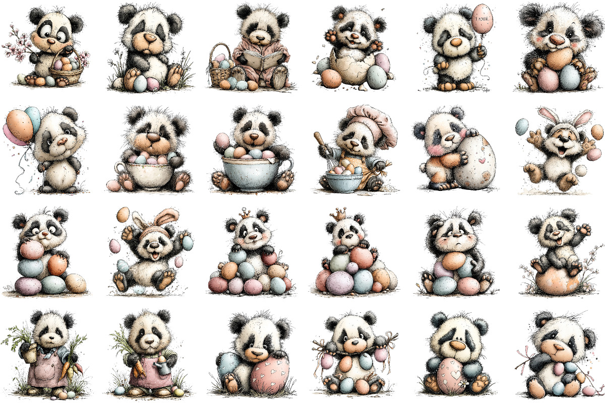 Whimsical Easter Panda Clipart, an Illustration by Sublimation Artist (Photo 2 of 7)