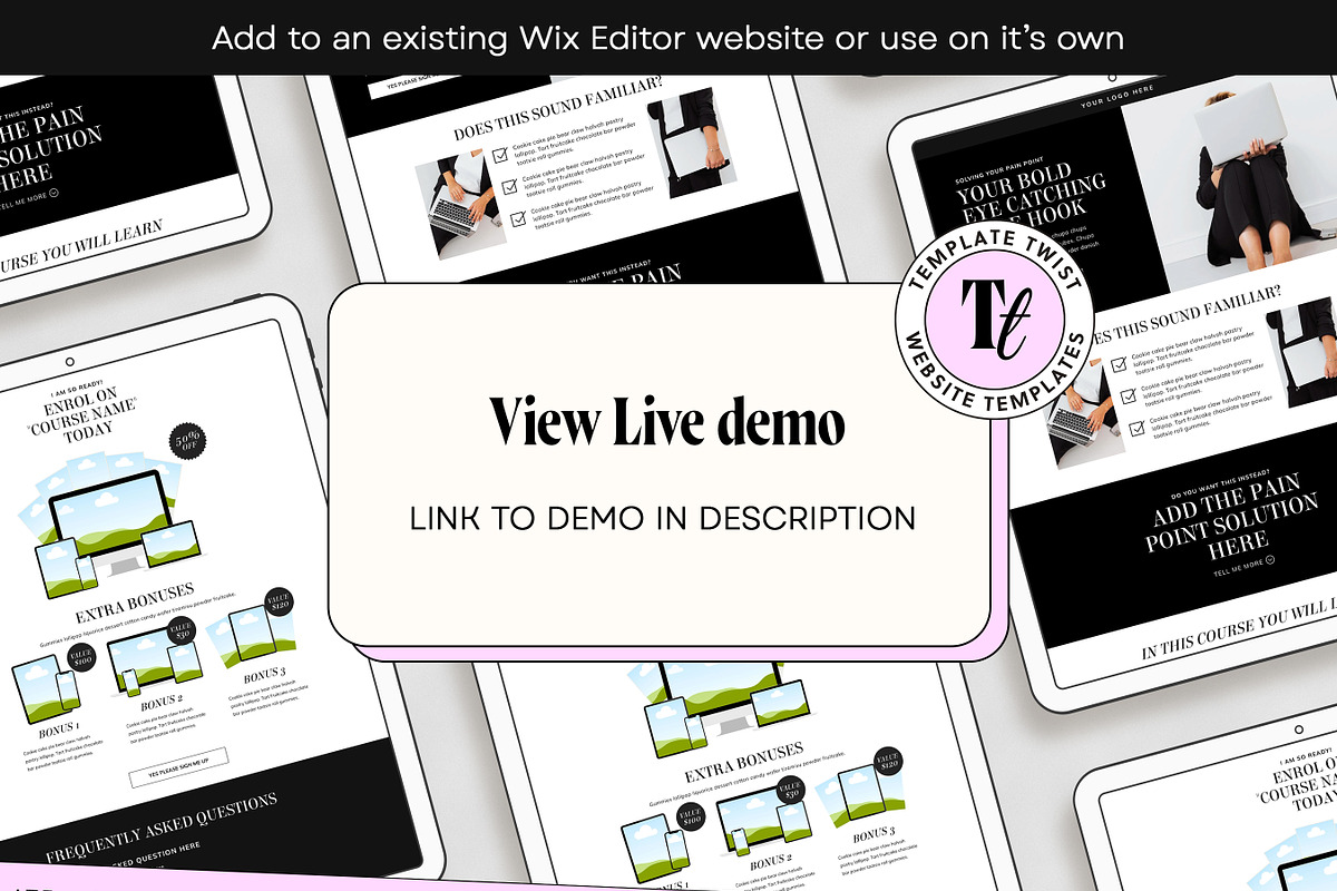 Dark Minimalistic Wix Sales Template, a Wix Template by Template Twist Shop (Photo 3 of 10)