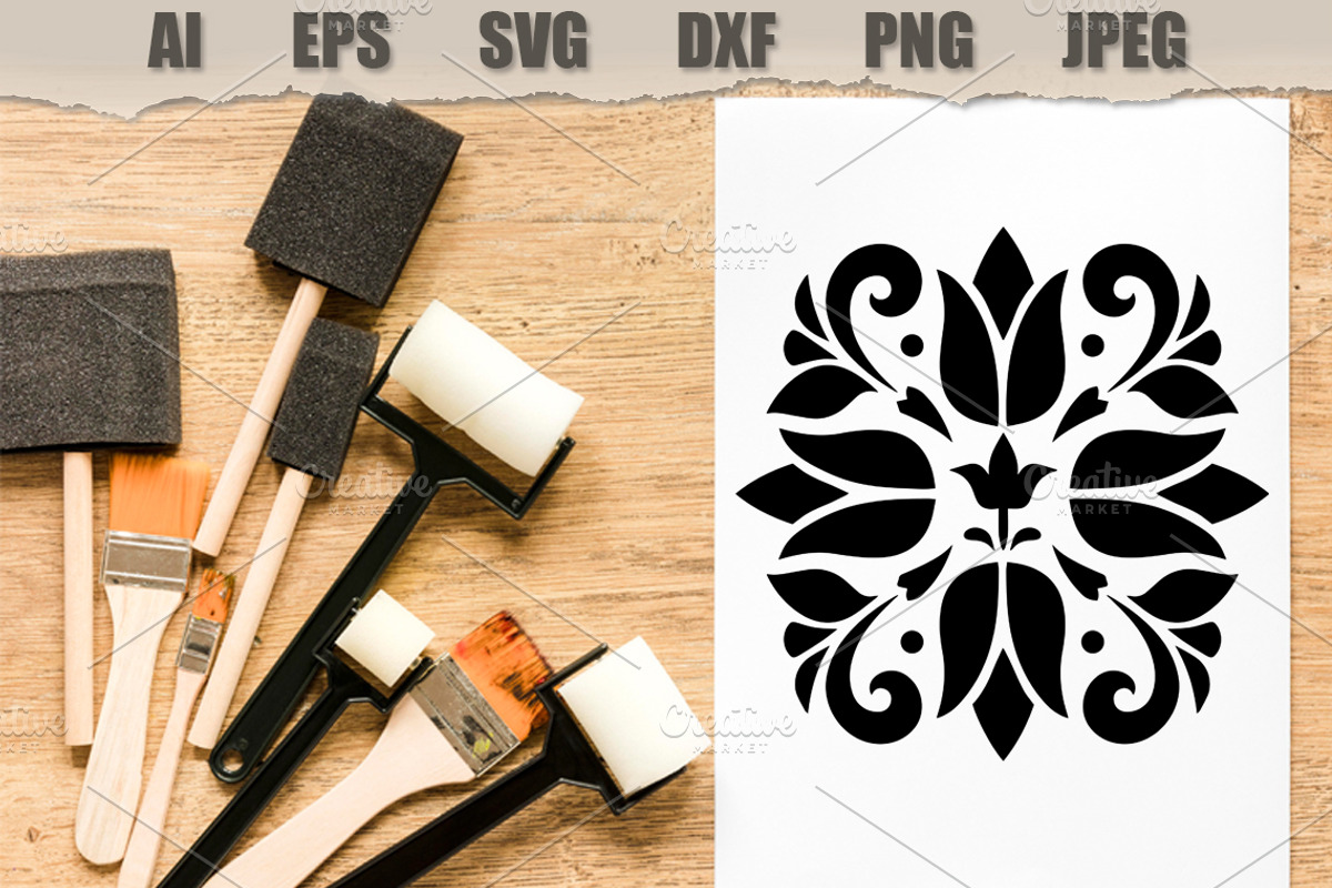 Stencil Floral Mandala Vector Design, a Decorative Illustration by MARYCRAFTIRIA (Photo 2 of 3)