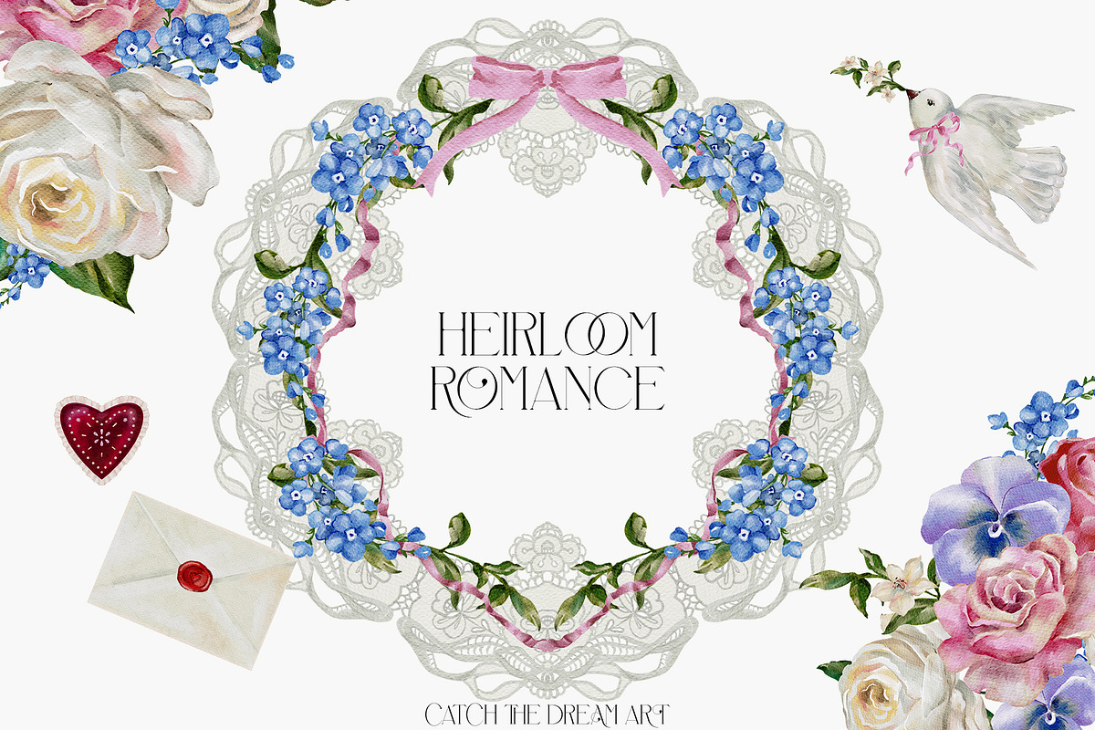 Heirloom Romance Vintage Lace Floral, a Decorative Illustration by Catch the Dream Art (Photo 1 of 13)