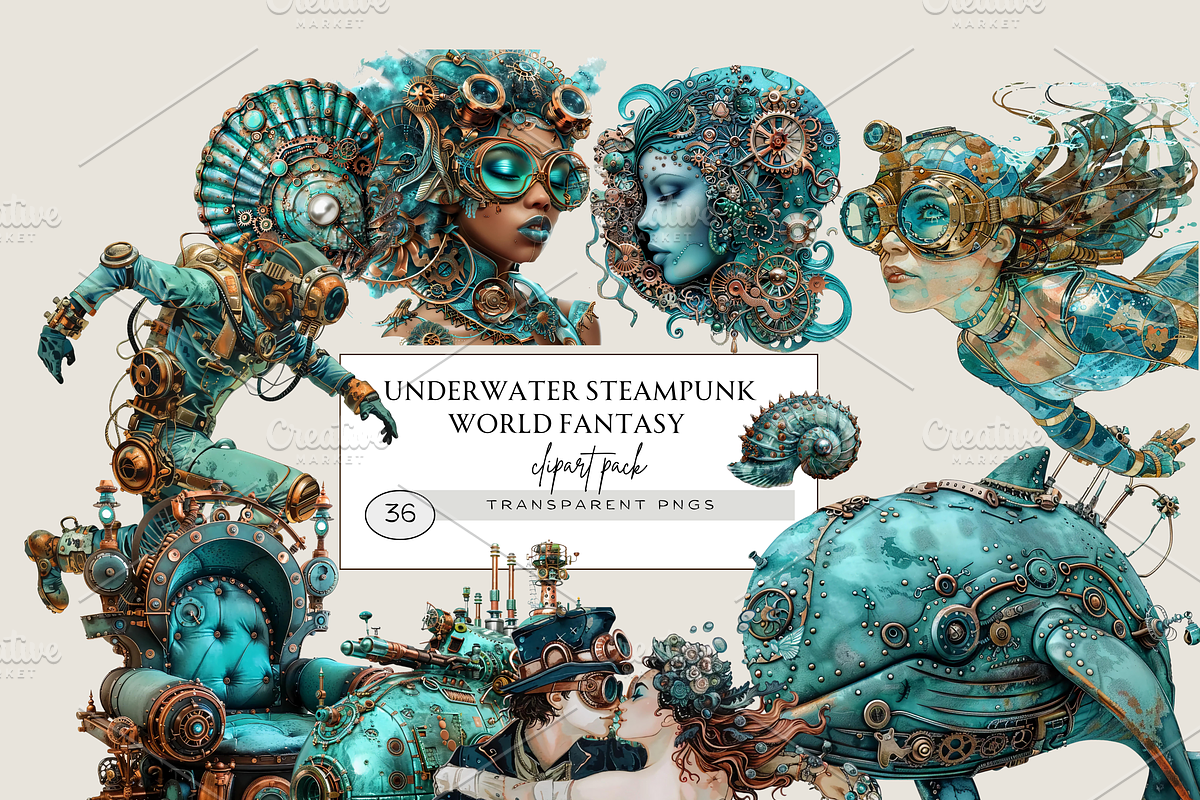 UNDERWATER STEAMPUNK CLIPART, a Person Illustration by Daring Digies (Photo 1 of 8)