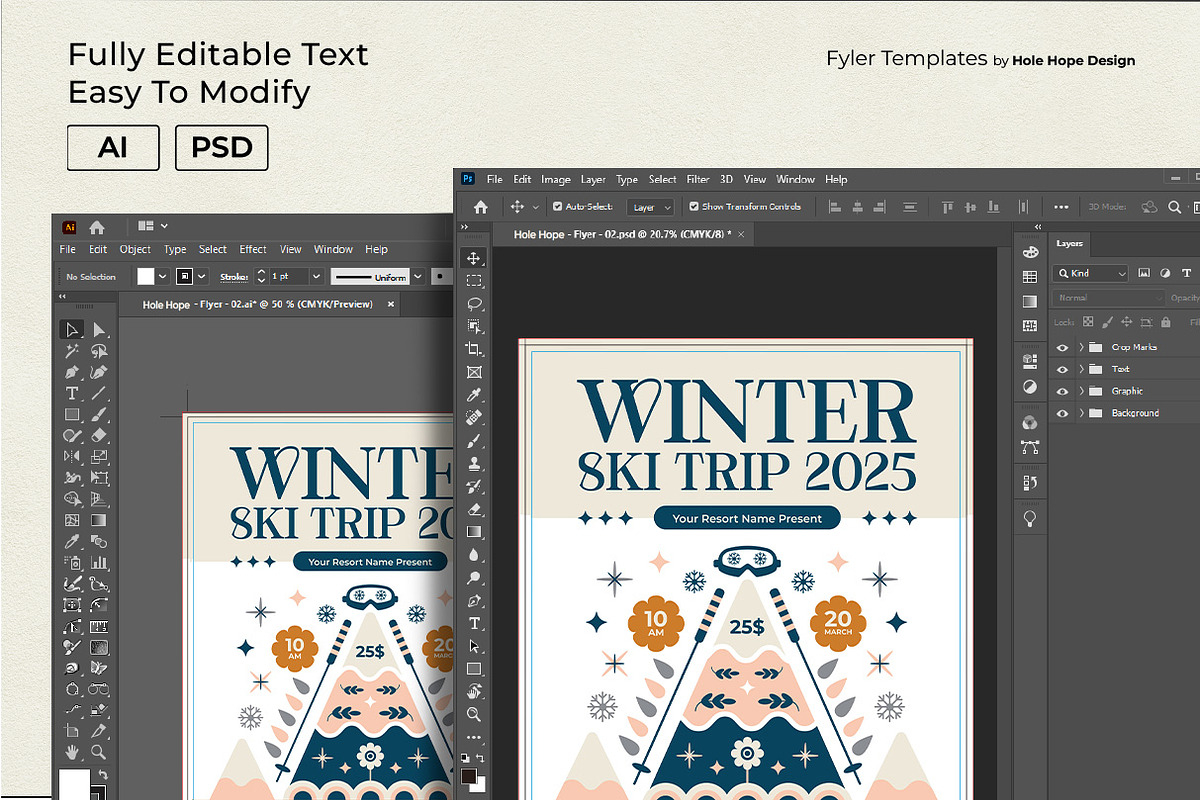 Winter Ski Trip Flyer Template, a Flyer Template by Hole Hope Design (Photo 4 of 5)
