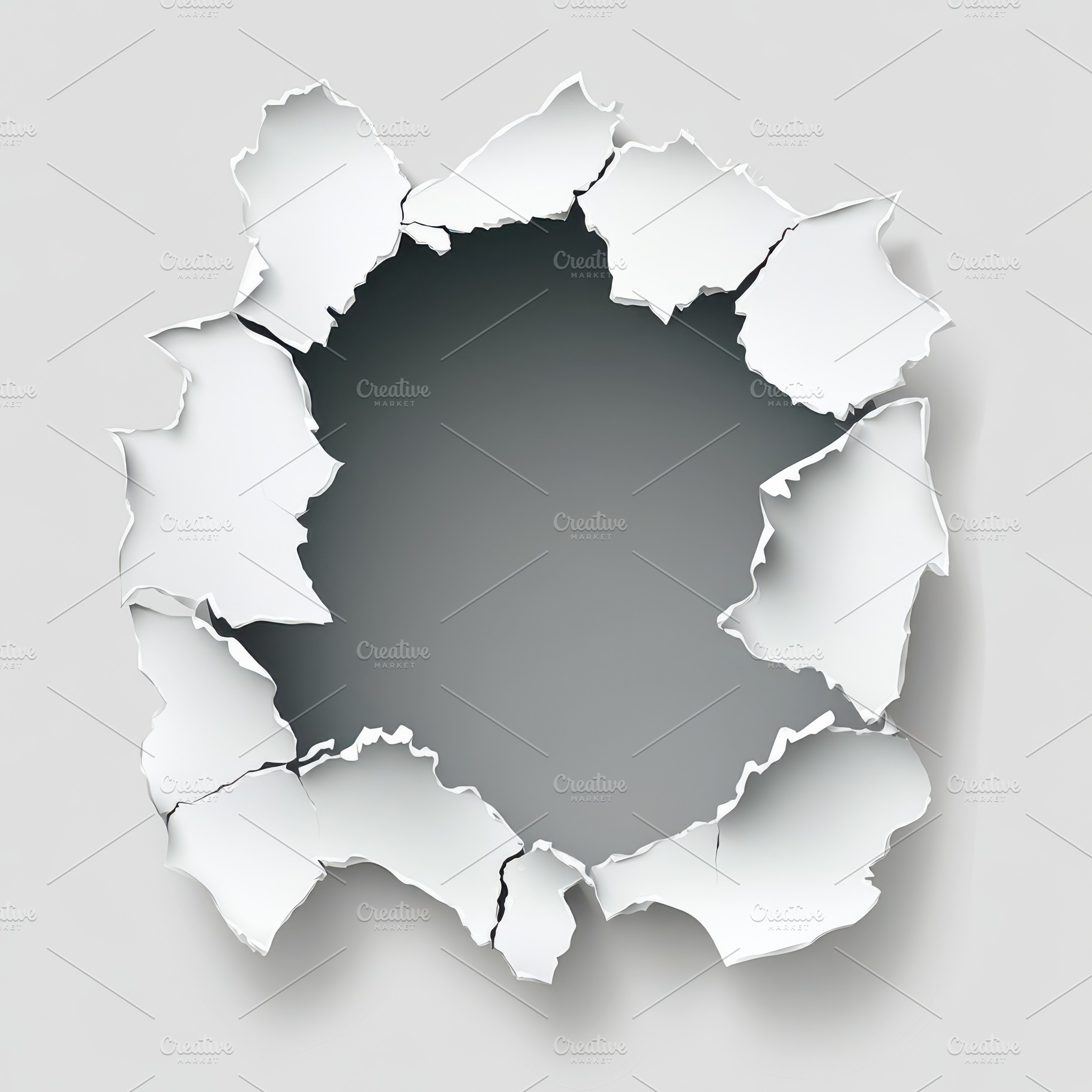Torn white paper with a hole in the, an Abstract Photo by Pixeness Studio