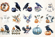 Halloween Birds Watercolor Clipart, an Illustration by Rose Art (Thumbnail 2 of 7)