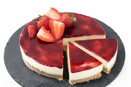 Cheesecake with strawberries isolated on white background, a Food & Drink Photo by etorres69