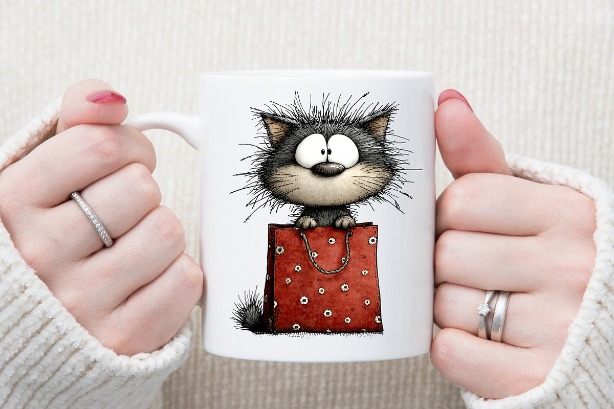 Whimsical Christmas Cats Watercolor, an Illustration by Sublimation Artist (Photo 5 of 6)