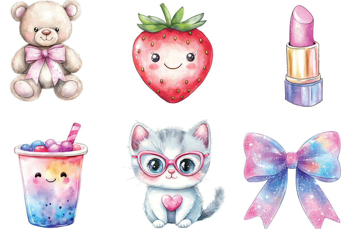 Kawaii Girly Aesthetic Clipart, an Illustration by CraftArtStudio (Photo 3 of 6)