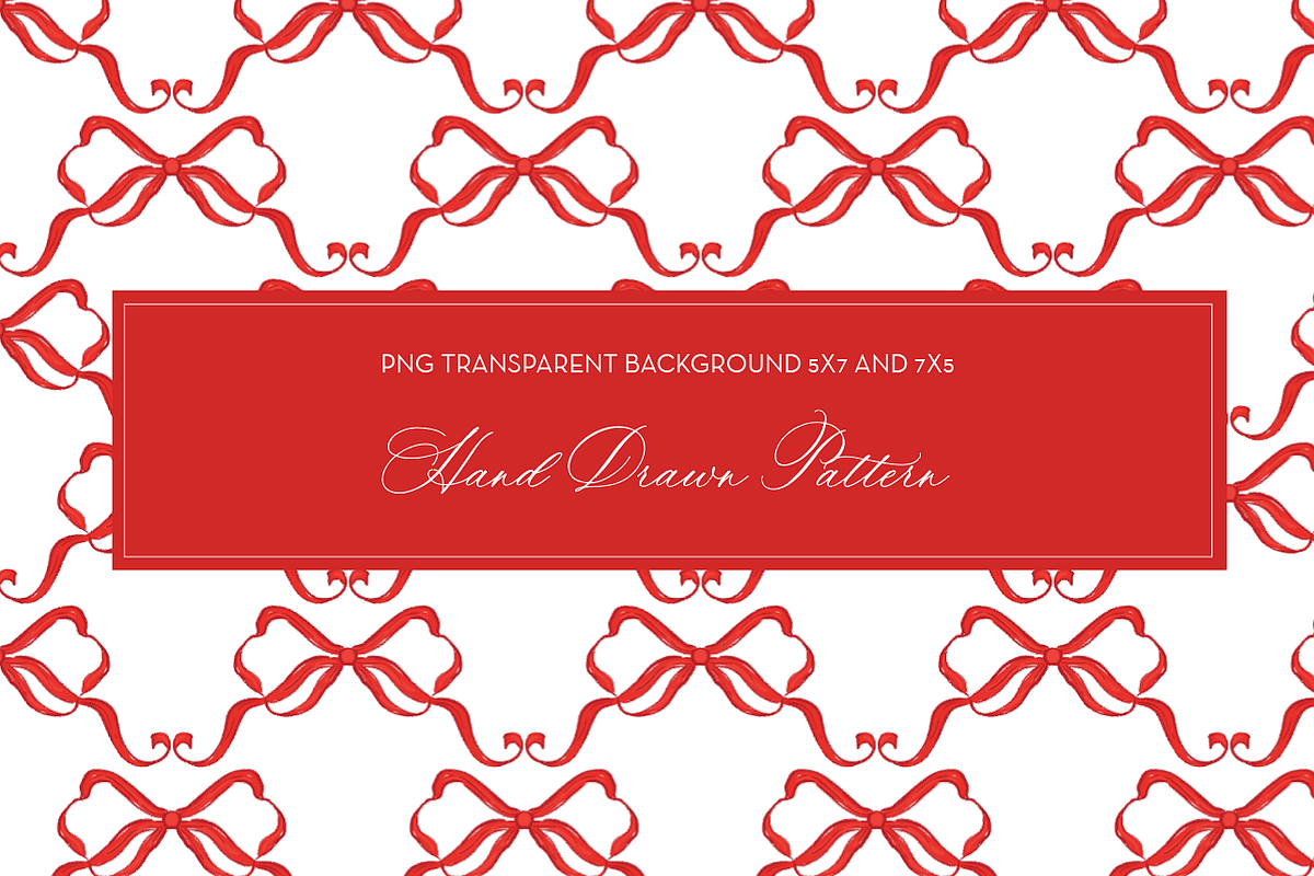 Red Bow Grandmillennial Pattern PNG, a Seasonal Illustration by SarahOMaryDesigns