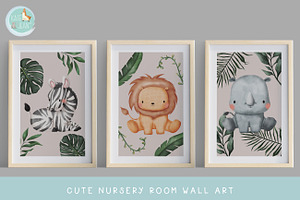 Watercolor Safari Baby Party Clipart