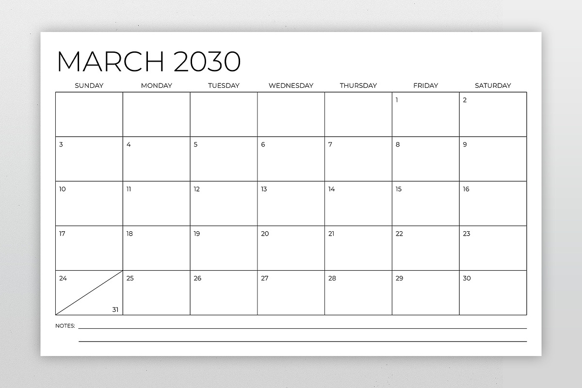 2030 11x17 Calendar Template, a Stationery Template by Running With Foxes (Photo 2 of 5)