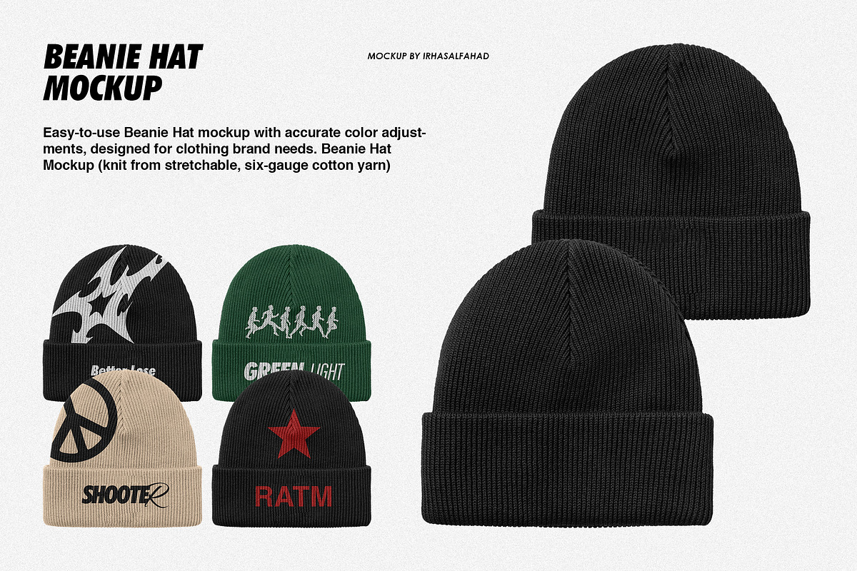 Beanie Hat Mockup, a Hat Mockup by Irhasalfahad (Photo 3 of 3)